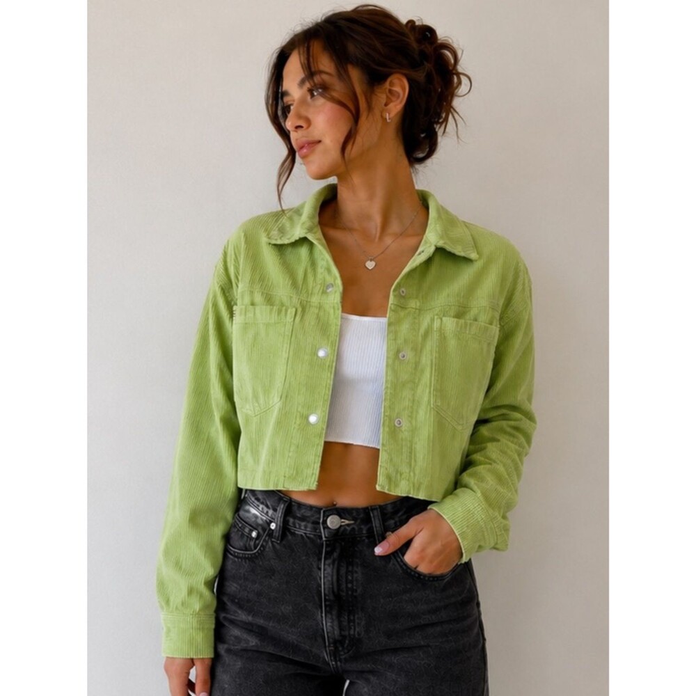 BDG Lime Green Cropped Corduroy Jacket XS